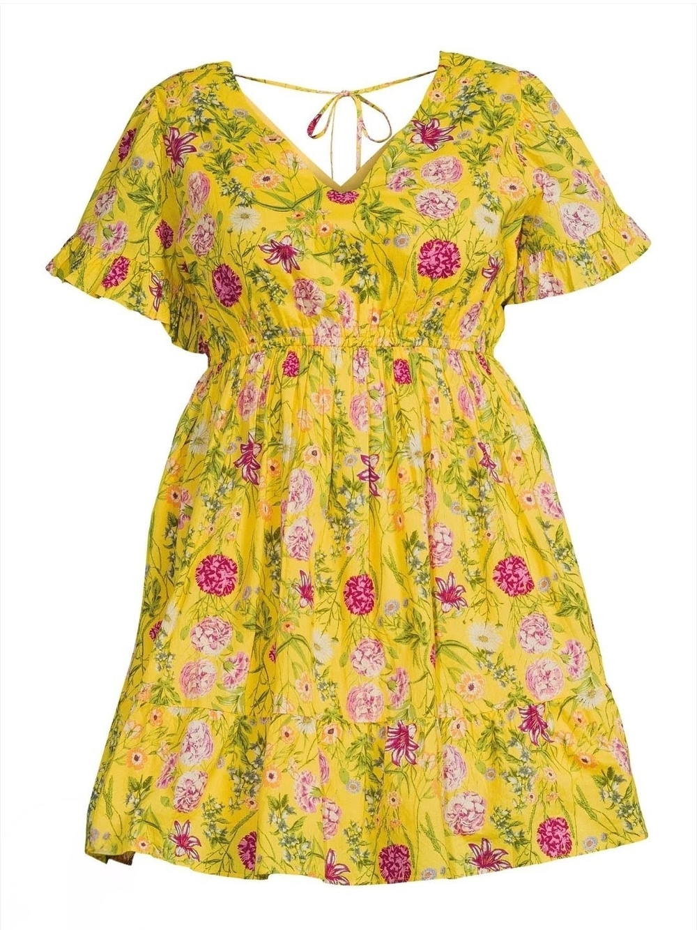 Yellow Cotton Floral Dress Time And Tru